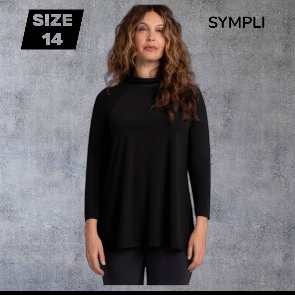 SYMPLI  - Funnel Neck Dolman T-Shirt, Size 14, Black, NWT